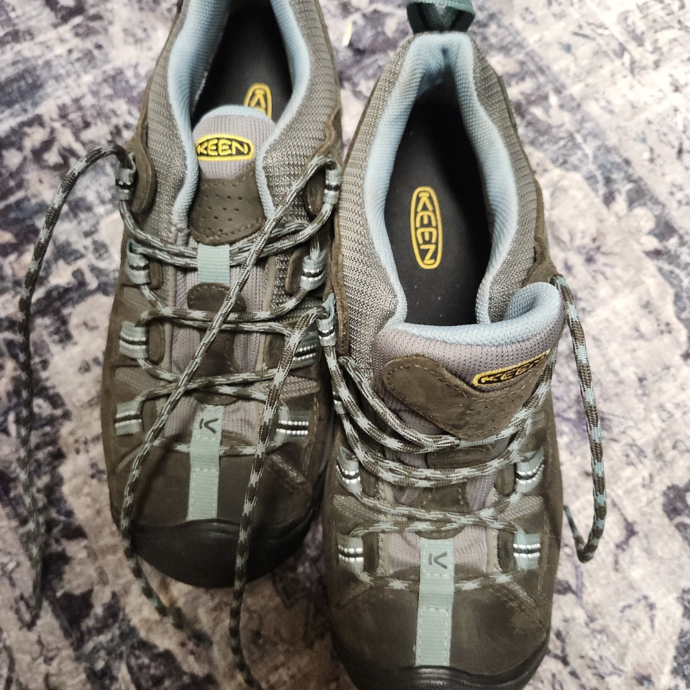 Keen Women's Targhee II Hiking Shoes Size 8.5 Waterproof Olive/Teal Blue 1012244